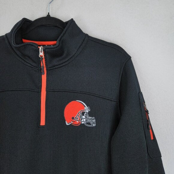 Cleveland Browns Sweater Mens Medium Black Half Zip NFL Team Apparel Football - Picture 2 of 13